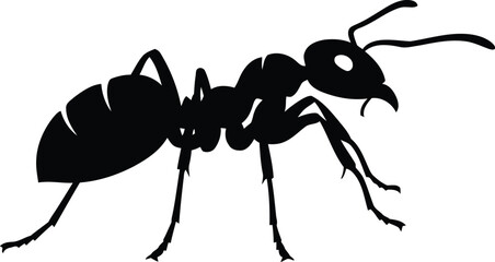 Black ant silhouette vector illustration.