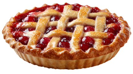 Delicious Cherry Pie with Lattice Crust Isolated on Transparent Background Sweet Treat for Dessert Lovers