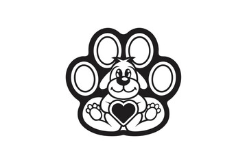 Cartoon Dog Paw Cute Puppy Design on White Background Isolated