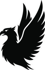 Obraz premium Silhouette of an eagle with outstretched wings, a symbol of freedom and power.