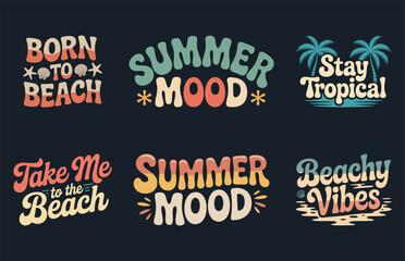 Obraz premium Summer T-Shirt Design Vector Bundle, Summer Beach Clipart Set