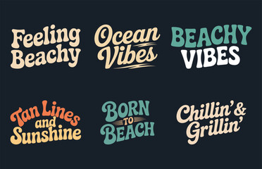 Summer T-Shirt Design Vector Bundle, Summer Beach Clipart Set