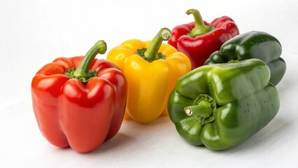 Group of bell peppers in various colors including red yellow and green