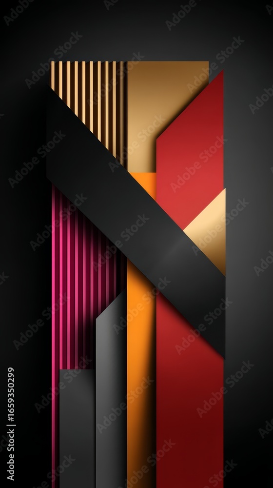 Poster abstract geometric background featuring a vibrant pattern of intersecting diagonal red and yellow st
