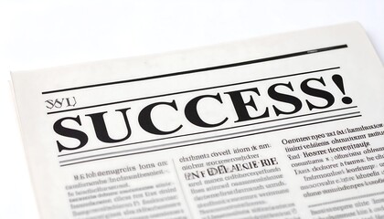 Obraz premium Newspaper headline announcing success