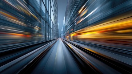 City street at night, motion blur effect