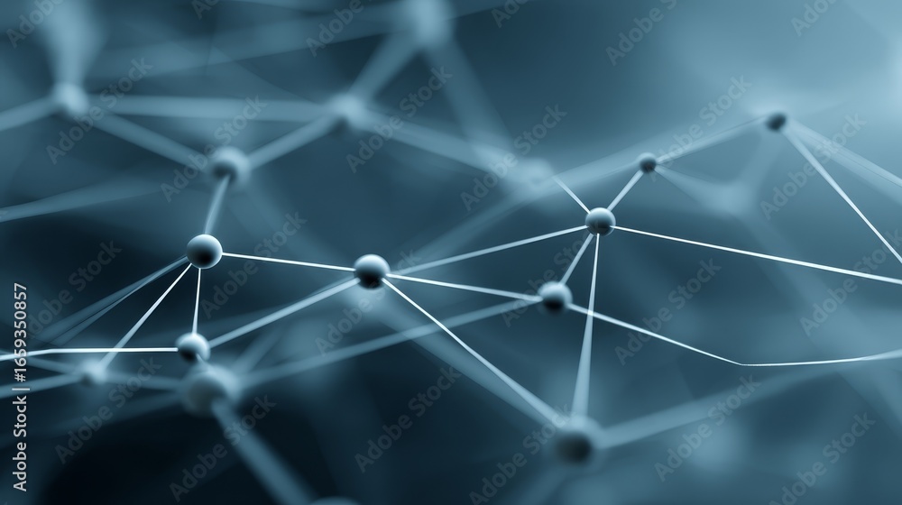 Poster detailed scientific visualization of a complex molecular structure showing interconnected atoms and 
