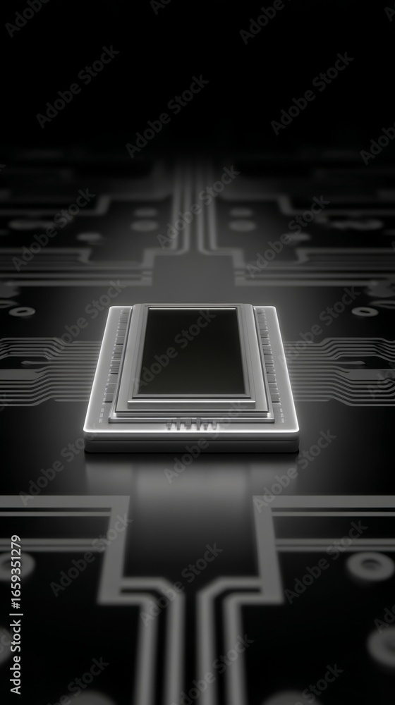 Poster a detailed macro image of a central processing unit showcasing the intricate computer processor and 