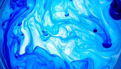 水中に広がる、幻想的なブルーのインク模様Generated image