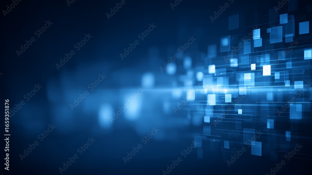 Poster abstract blue background with a modern geometric pattern of overlapping squares a futuristic digital