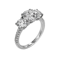 Three round brilliant cut diamonds ring