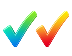 Gradient checkmark PNG with transparent background, stylish approval symbol.