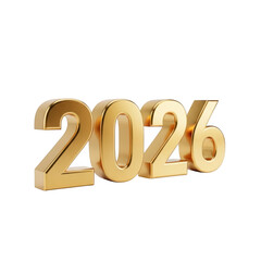 Golden number 2026 isolated on transparent background