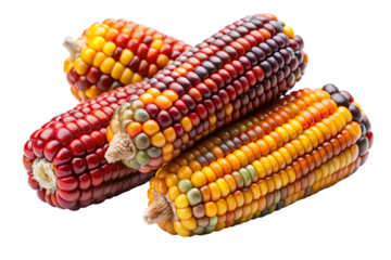 Beautiful cybernetic corn kernels isolated on white background