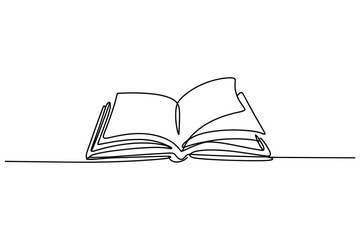 Minimalist single line drawing of an open book