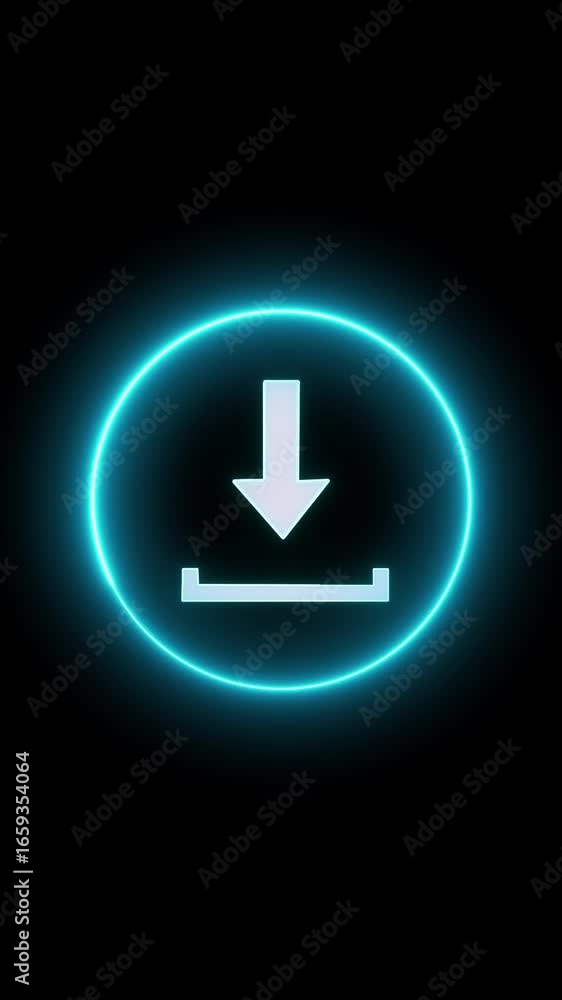 Aufkleber glowing neon download icon animation with a futuristic digital design for applications.futuristic ne