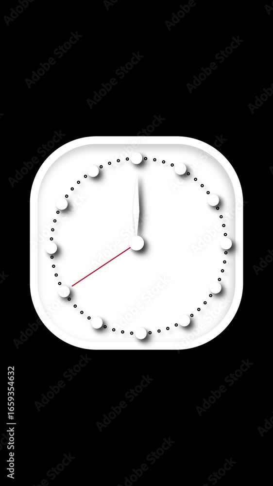 Aufkleber time-lapse animation of a clean white wall clock ticking rapidly vertical video. circular shape anim