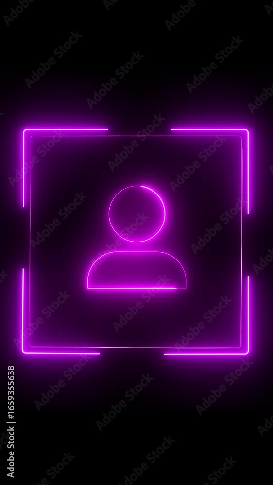 Aufkleber vertical video showing glowing neon user profile icon with bright animation. glowing neon user profi