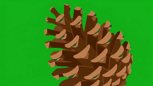 Isolated Pine Cone Illustration on Green Screen Background