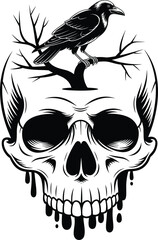 Obraz premium Crow skull svg Bundle, Raven skull svg