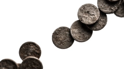 Antique coins in a stack