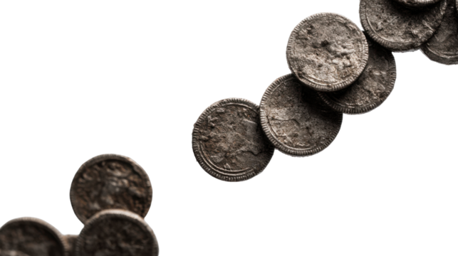 Antique coins in a stack