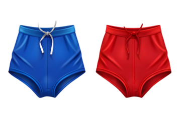 6309 blue and red swimwear isolated on transparent background