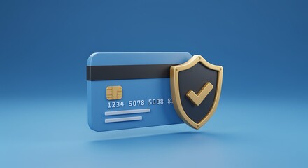 Credit card with security shield for online banking transactions and secure payments providing financial safety and data protection against fraud and unauthorized access