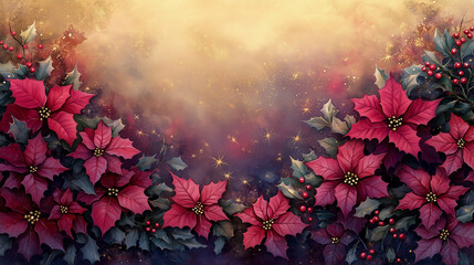 Flowers with Golden Textured. Elegant Golden Glow Background