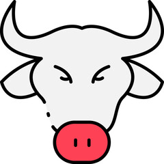 Cow Farm and Dairy Product Line Icons – Meat, Milk, and Agriculture Vector Set