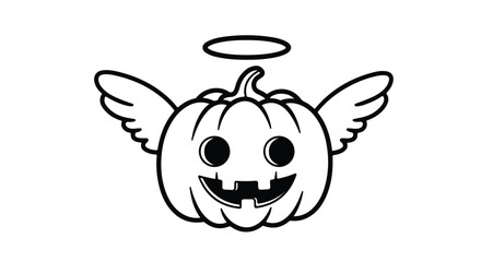 Obraz premium Cartoon pumpkin with halo and wings