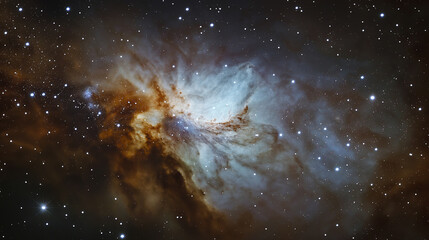 Nebula in Deep Space with Bright Stars and Cosmic Clouds