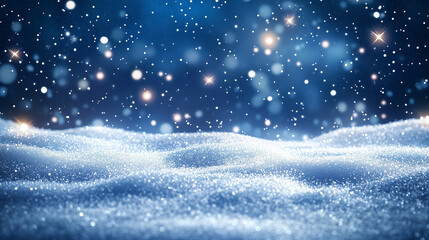 Sparkling Winter Snowfall Under a Starry Night Sky