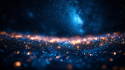 Starry Night Sky with Glittering Lights and Cosmic Glow