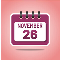 November 26 Daily Calendar Vector Artwork