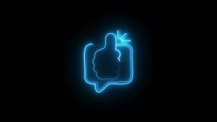 Neon glowing animated scene of client testimonials and feedback, highlighting quality, happiness, and trust from satisfied customers, 4k video on dark background, marketing idea