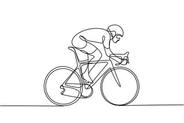 Minimalist line art of a cyclist in a racing stance