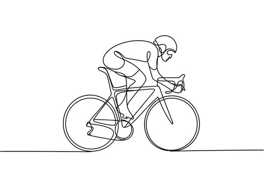Minimalist line art of a cyclist in a racing stance