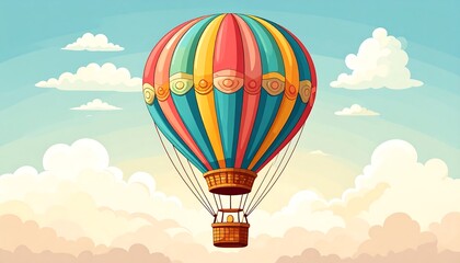 Fototapeta premium Colorful hot air balloon in a pastel sky