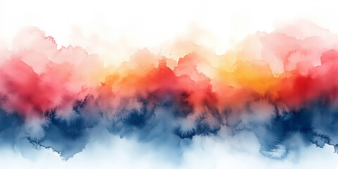 Watercolor Wave Background, Vibrant Color Strokes, Spreading Across a Paper Canvas