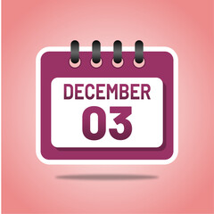 December 3 Modern Calendar Graphic