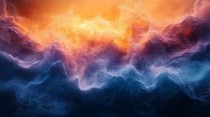 Abstract Fiery Sky and Ocean Blend with Vibrant Colors