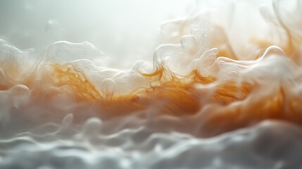 Abstract Fluid Art with Swirling Amber and White Hues