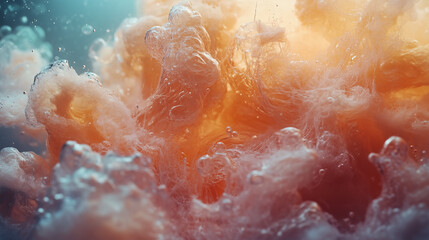 Abstract Foam Explosion with Orange and Blue Tones