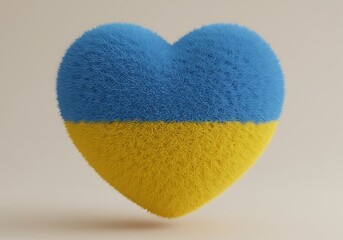 Ukraine Flag Heart Symbol with Fuzzy Texture Patriotism and National Identity Support for Ukrainian People Solidarity and Hope