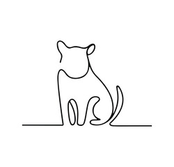 Obraz premium One Line Art of Sitting Cat – Elegant Feline Silhouette in Minimal Style