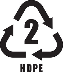 Recycle symbol on white background - HDPE 02 recycling code symbol