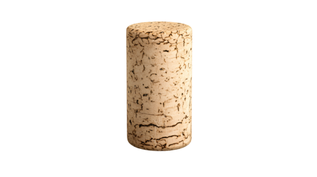 Natural Cork Stopper Isolated on Transparent Background for Beverage Preservation and Craft Projects
