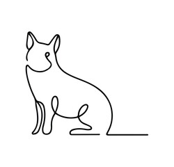 One Line Art of Sitting Dog – Loyal Pet Silhouette in Minimal Style