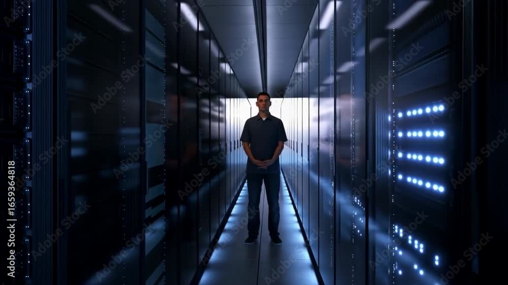Poster network engineer monitoring server farm operations